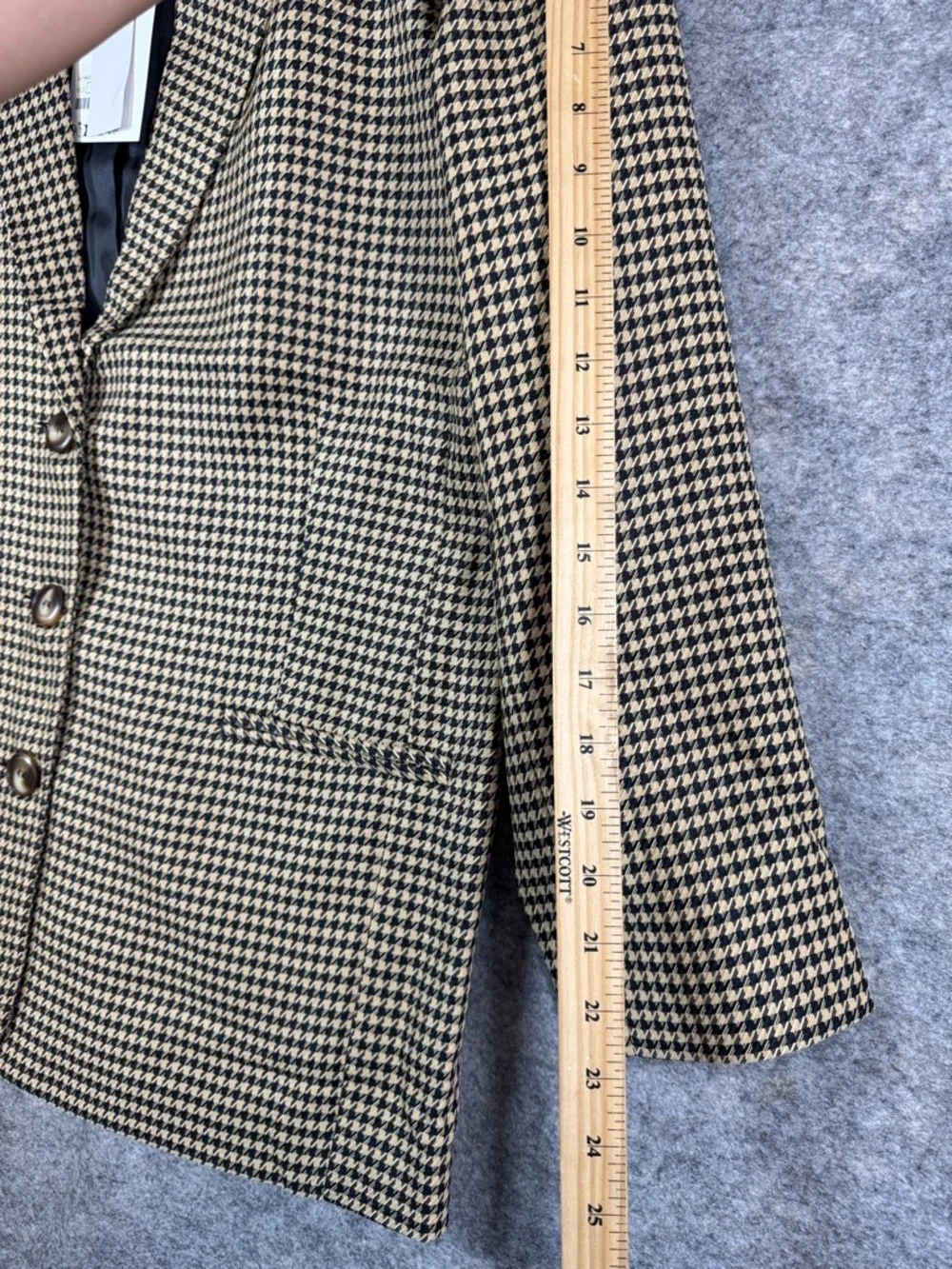 ICHI Houndstooth Blazer Jacket Size 40 Tailored Preppy Academia Oversized Fit - Picture 10 of 15